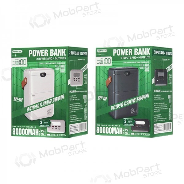 Batería externa Power Bank Remax RPP-118 22.5W 80000mAh negro