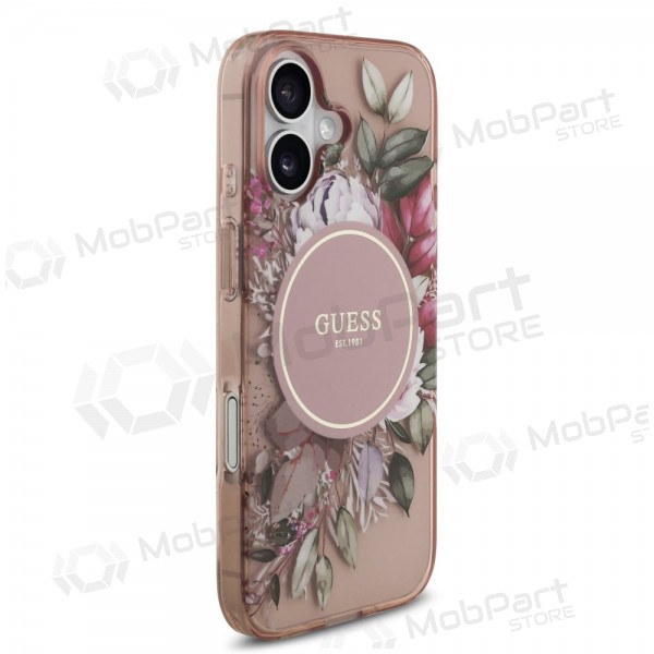 Funda para Apple iPhone 17 - Guess IML Flowers Strap MagSafe (rosa)