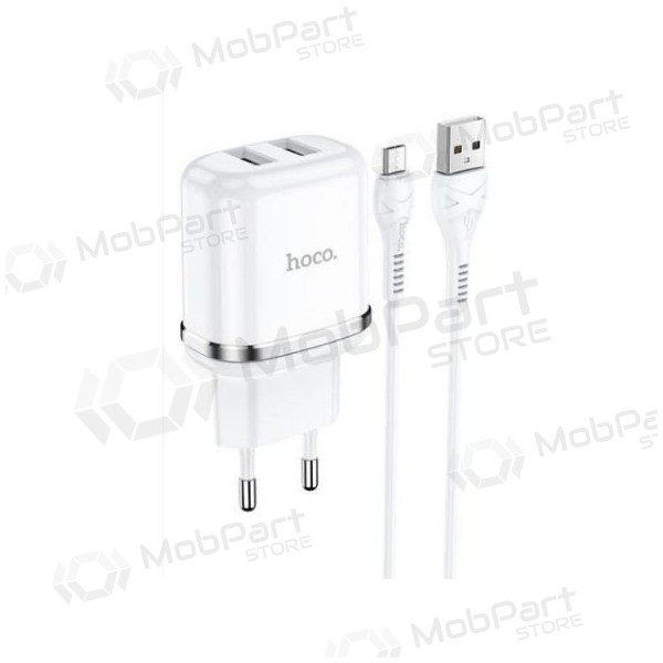Cargador HOCO N4 Aspiring Dual USB + type-C cable (5V 2.4A) (blanco)