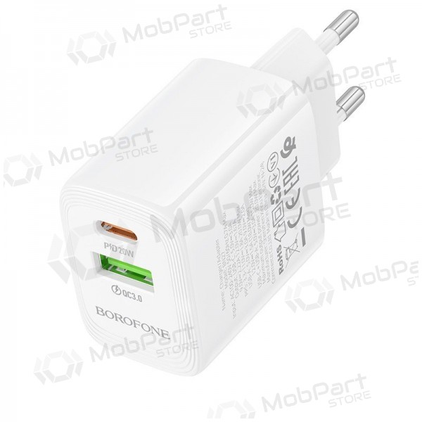 Cargador Borofone BN27 20W USB-C/USB-A blanco