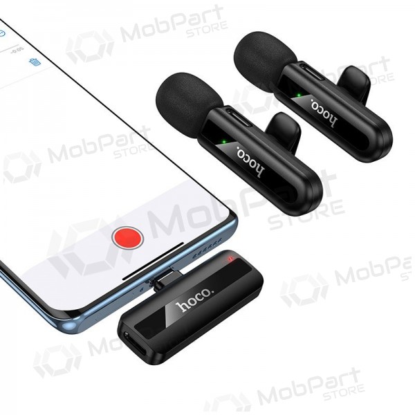 Belaidžių mikrofonų rinkinys Hoco L20A USB-C/Lightning negro