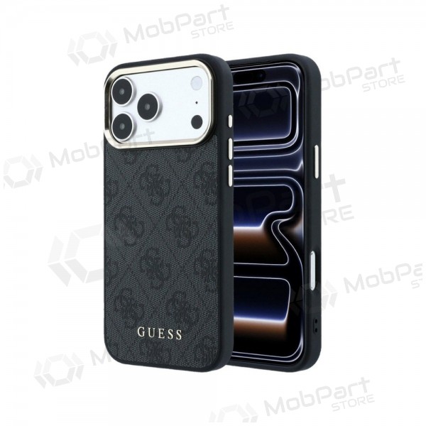 Funda para Apple iPhone 18 Pro Max -Guess PU Leather 4G Gold Frame MagSafe- (negra)