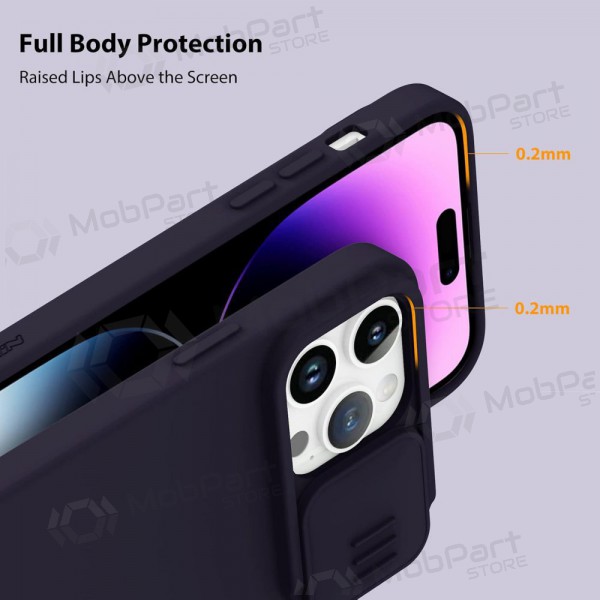 Apple iPhone 15 Pro funda „Nillkin Silicone“ (tamsiai violeta) Apple iPhone 15 Pro funda „Nillkin Silicone“ (tamsiai violeta)