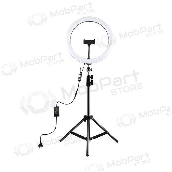 LED žiedinė lámpara 30cm, su trikoju stovu iki 1.1m y telefono laikikliu LED žiedinė lámpara 30cm, su trikoju stovu iki 1.1m y telefono laikikliu