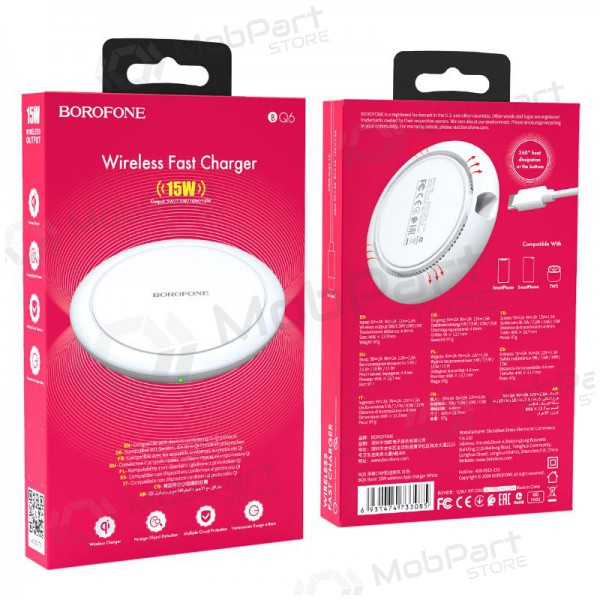 Cargador inalámbrica Borofone BQ6 QC3.0 (15W) (blanco)