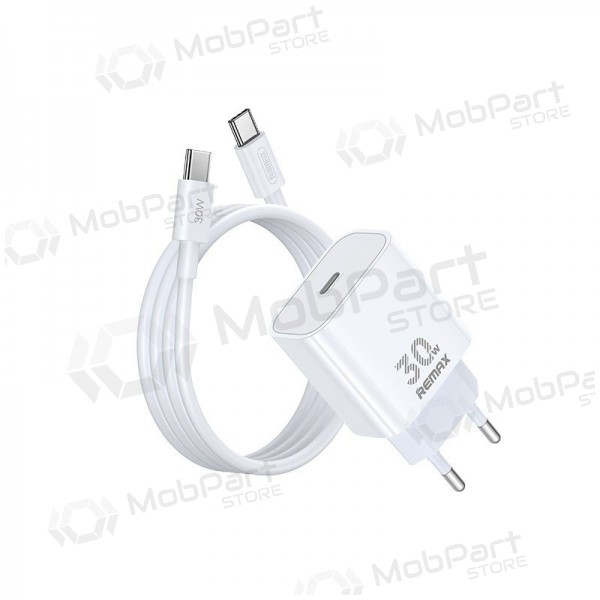 Cargador de teléfono Remax RP-U71 30 W GaN USB-C con cable USB-C de 1 m blanco