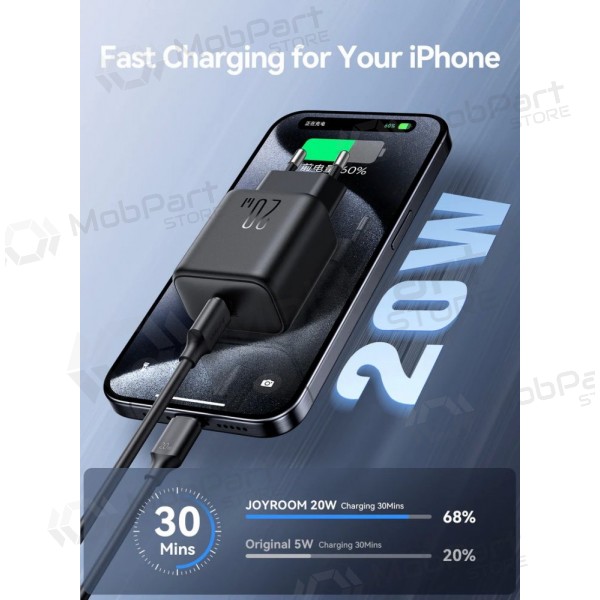 Cargador Joyroom JR-TCF20 USB-C PD20W + USB-C to USB-C cable 1.0m blanco