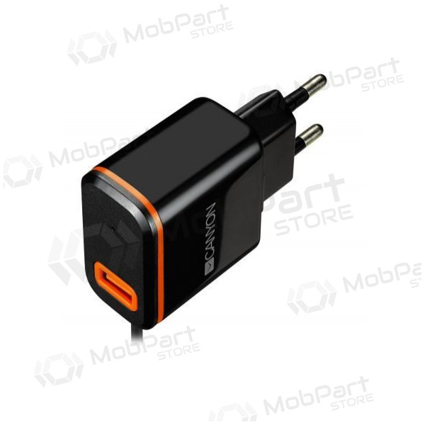 Cargador CANYON CNE-CHA042 + Type-C cable (1xUSB 5V 2.1A) (negro)