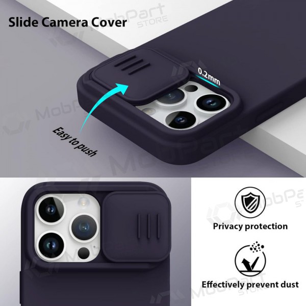 Apple iPhone 15 Pro funda „Nillkin Silicone“ (tamsiai violeta) Apple iPhone 15 Pro funda „Nillkin Silicone“ (tamsiai violeta)
