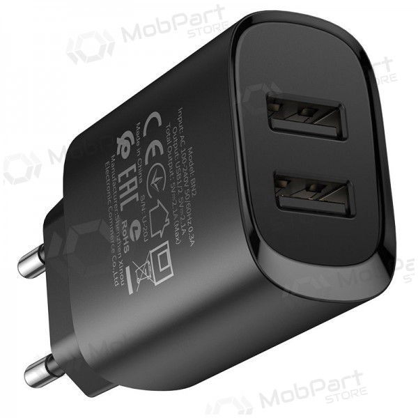 Cargador Borofone BN2 2xUSB 2.1A + Lightning (negro)
