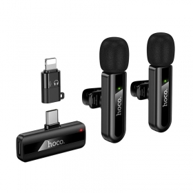 Belaidžių mikrofonų rinkinys Hoco L20A USB-C/Lightning negro
