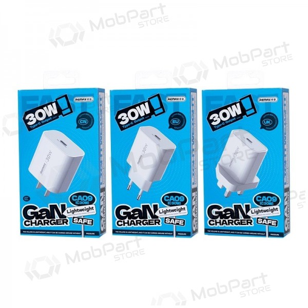 Cargador de teléfono Remax CA09 30 W USB-C blanco