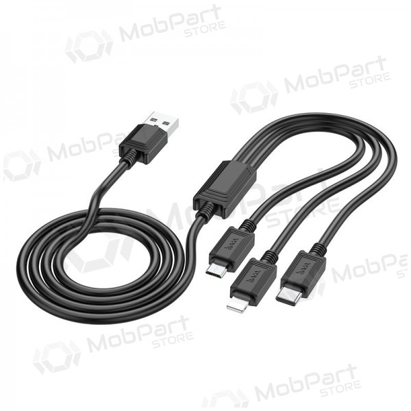 USB cable Hoco X74 3in1 microUSB-Lightning-Type-C 1.0m (negro)