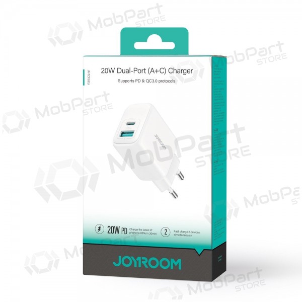 Cargador Joyroom JR-TCF21 USB-C/USB-A PD20W blanco