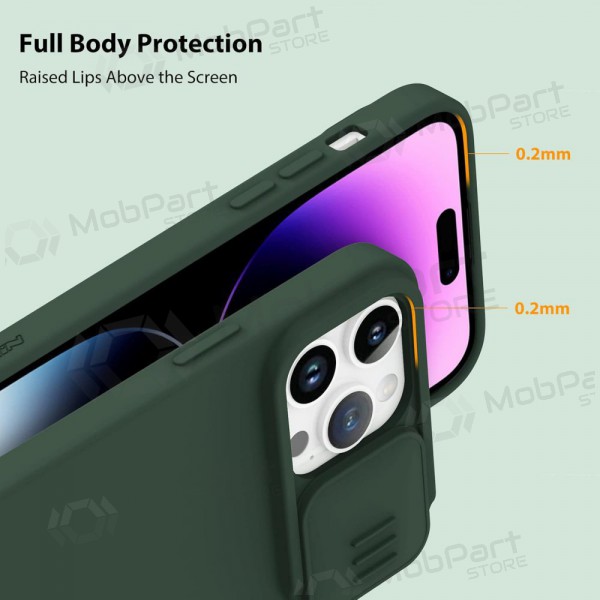 Apple iPhone 15 Pro funda „Nillkin Silicone“ (verde oscuro) Apple iPhone 15 Pro funda „Nillkin Silicone“ (verde oscuro)