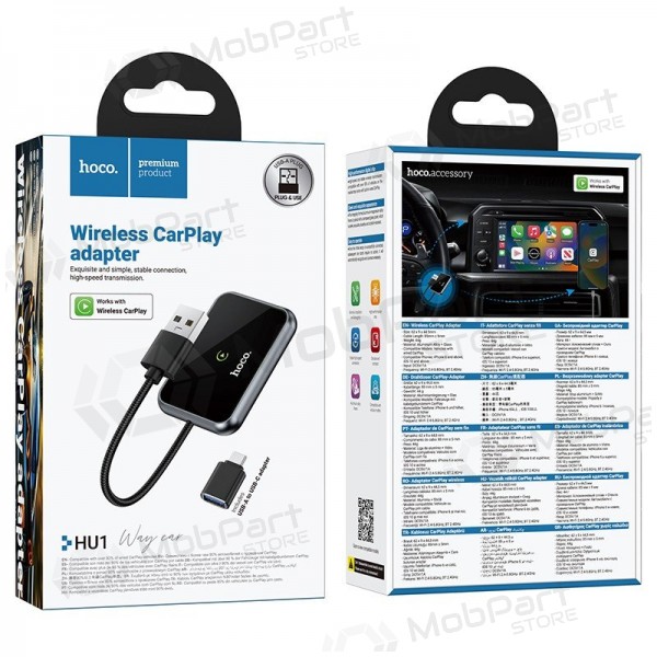 Adaptador CarPlay Hoco HU1 inalámbrico negro