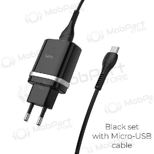 Cargador HOCO C12Q Smart USB + microUSB cable (QC3.0) (negro)