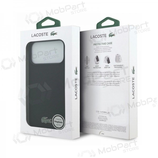 Funda para Apple iPhone 18 Pro -Lacoste PVC Petit Pique Semi Wrap Embossed MagSafe- (negra)