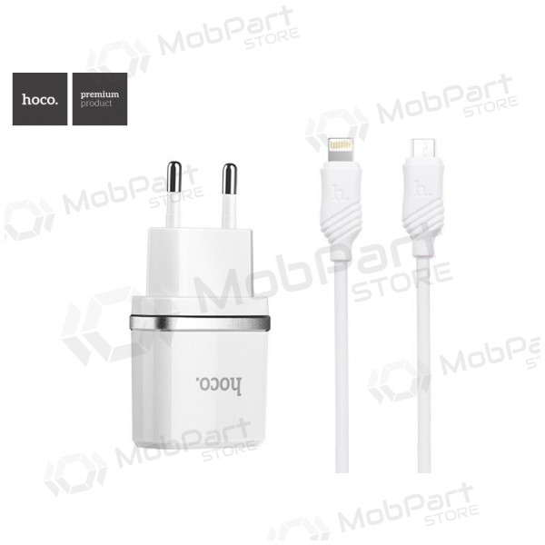 Cargador HOCO C11 Smart USB + lightning (5V 1A) (blanco)
