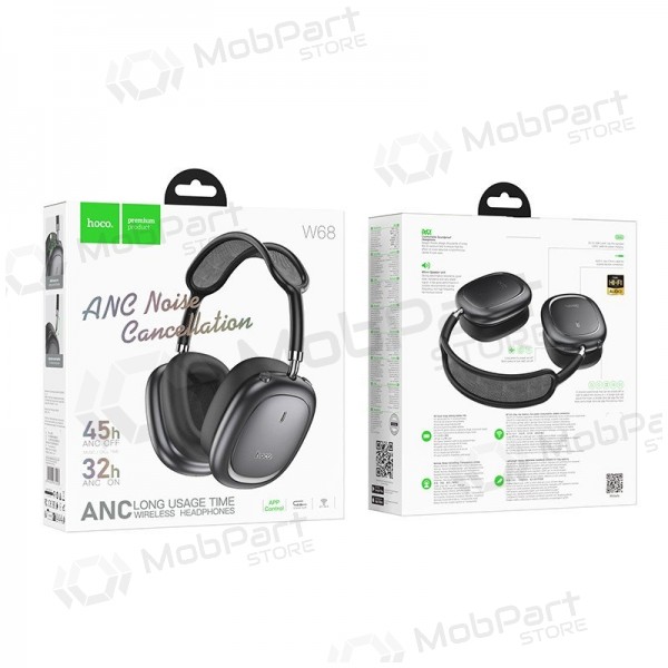 Auriculares inalámbricos con micrófono Hoco W68 ANC Bluetooth negros