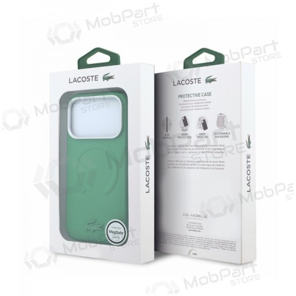 Funda para Apple iPhone 18 Pro Max -Lacoste PVC Petit Pique Semi Wrap Embossed MagSafe- (verde)
