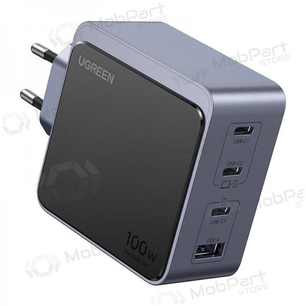 Cargador de red Ugreen X565 100 W GaN 3x USB-C + USB-A gris