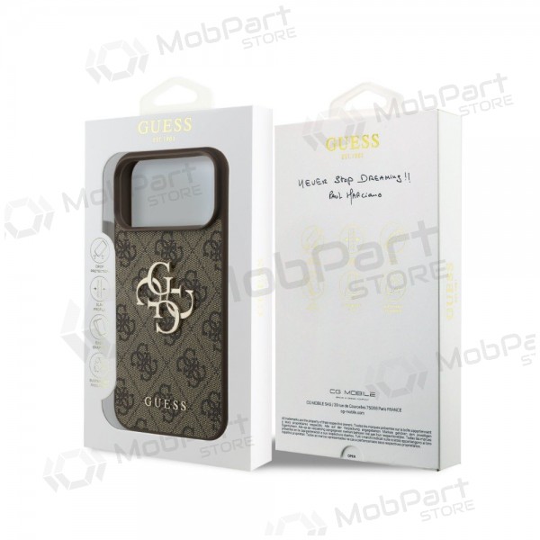 Funda para Apple iPhone 18 Pro - Guess PU 4G Metal Logo (marrón)