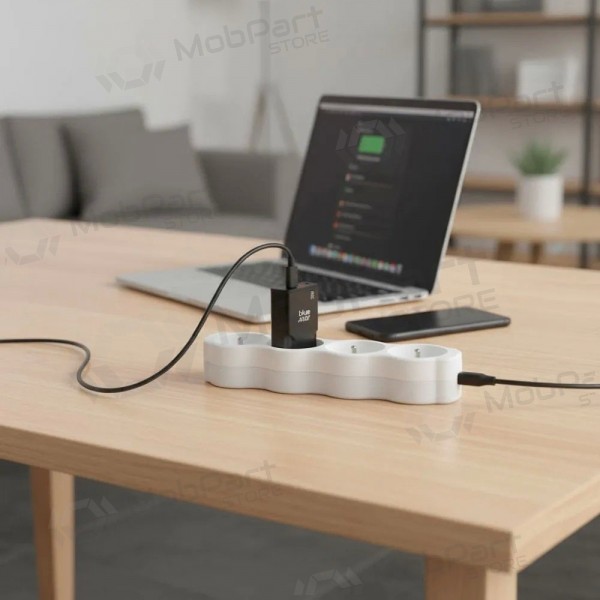 Cargador de teléfono Blue Star Slim 25 W GaN USB-C + USB-A negro