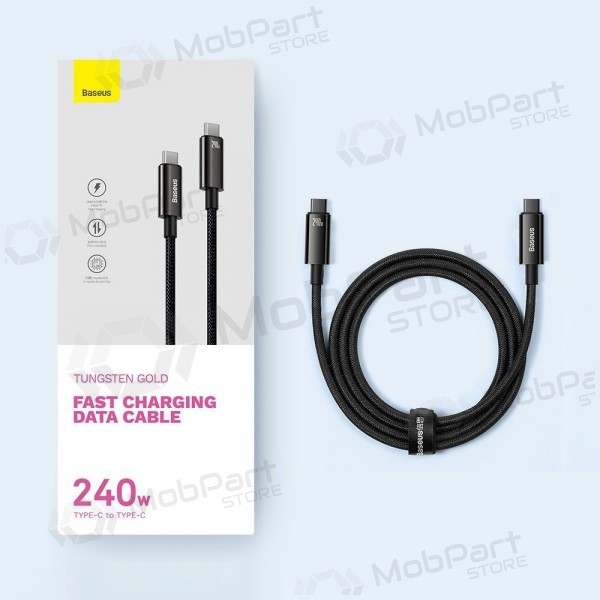 Cable USB-C Baseus Tungsten CAWJ040001 USB-C a USB-C 1 m 240 W negro