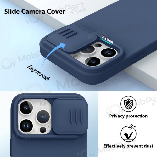 Apple iPhone 15 funda „Nillkin Silicone“ (azul oscuro)
