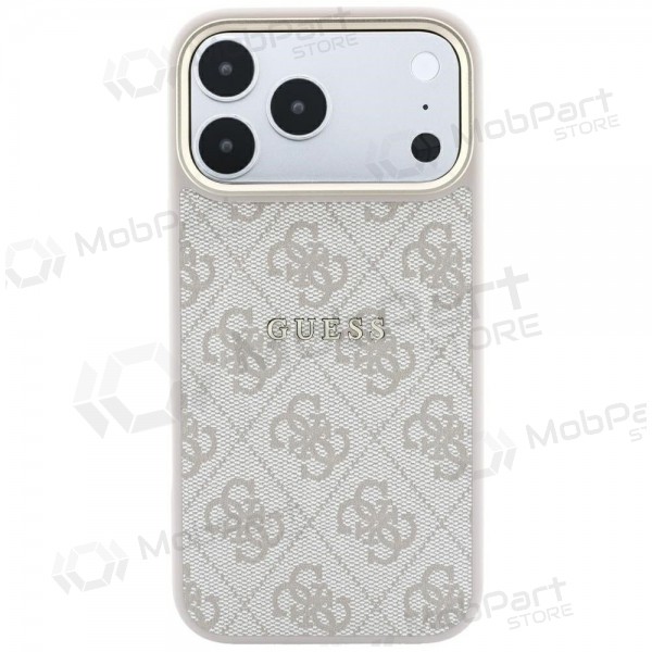 Funda para Apple iPhone 18 Pro Max - Guess PU Leather 4G Gold Frame Embossed MagSafe (rosa)