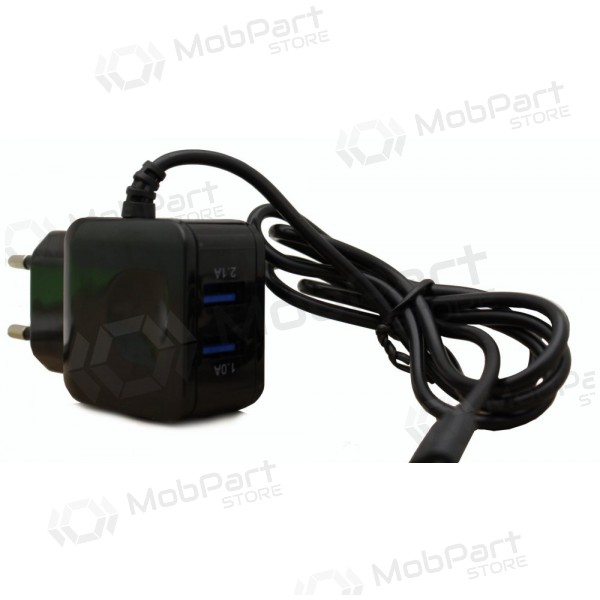Cargador F13c FastCharging x 2 USB (3.1A) + microUSB (negro)