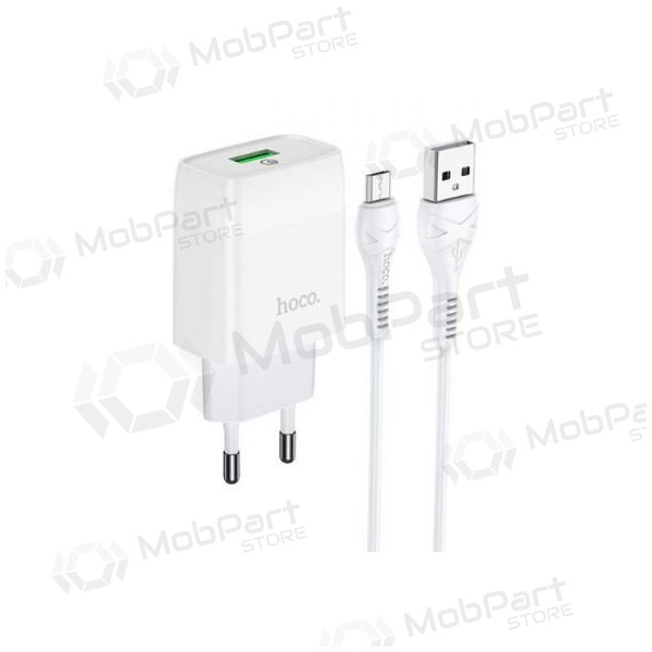 Cargador HOCO C72Q Glorious USB + microUSB cable (QC3.0) (blanco)