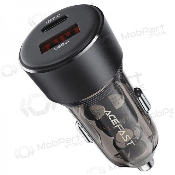 Cargador de coche Acefast B12 60W USB-C/USB-A negro