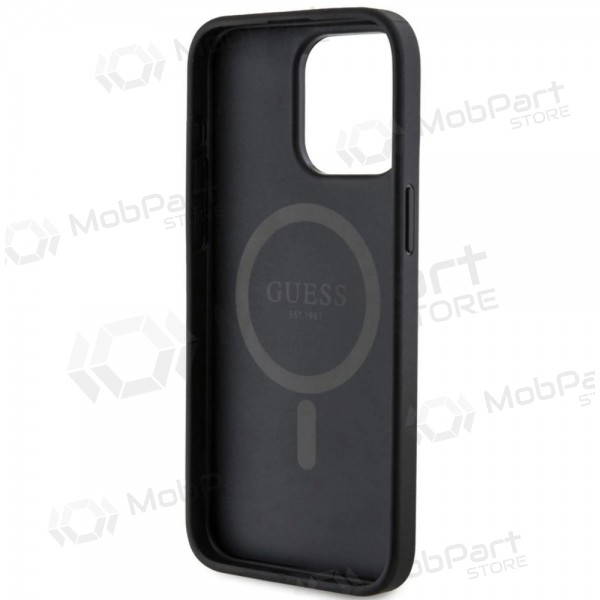 Funda para Apple iPhone 15 Pro Max - Guess PU Leather 4G Colored Ring MagSafe (negro)