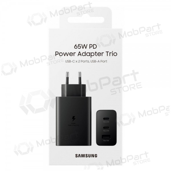 Cargador de red Samsung EP-T6530NBEGEU 65 W 2x USB-C + USB-A negro