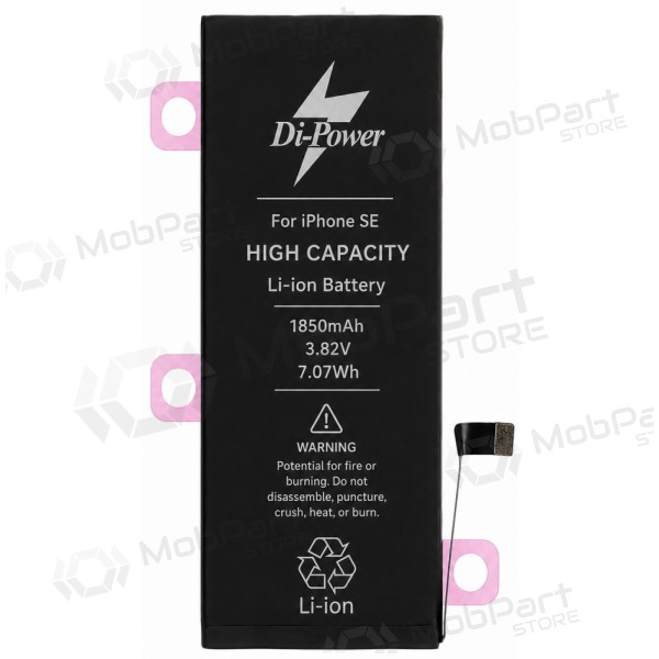 Batería para Apple iPhone SE (2016), acumulador Di-Power 1850 mAh (capacidad aumentada)