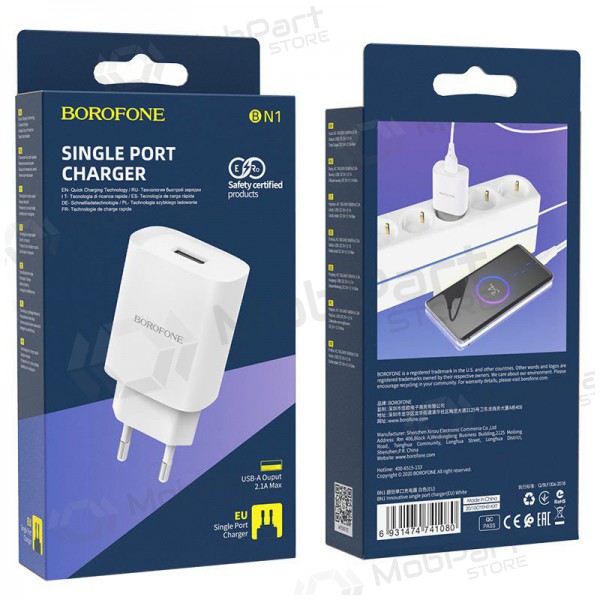 Cargador Borofone BN1 2.1A (blanco)