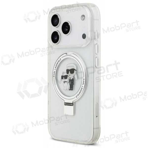 Funda para Apple iPhone 17 Pro Max - Karl Lagerfeld Ringstand Karl and Choupette MagSafe (transparente)