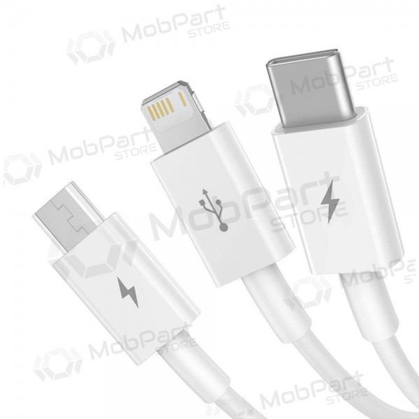 Cable Baseus Superior USB - microUSB+Lightning+Type-C 3.5A 1.5m (blanco) CAMLTYS-02 Cable Baseus Superior USB - microUSB+Lightning+Type-C 3.5A 1.5m (blanco) CAMLTYS-02