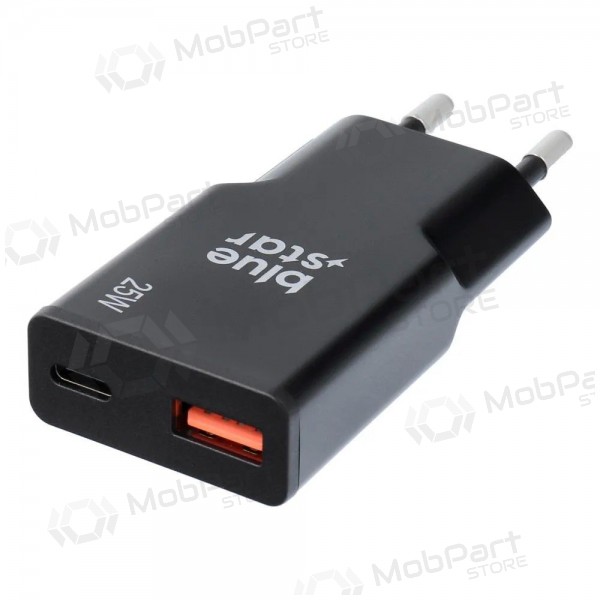 Cargador de teléfono Blue Star Slim 25 W GaN USB-C + USB-A negro