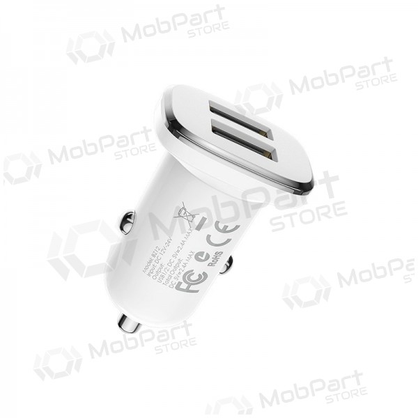 Cargador automobilinis Borofone BZ12 x 2 USB (2.4A) (blanco)