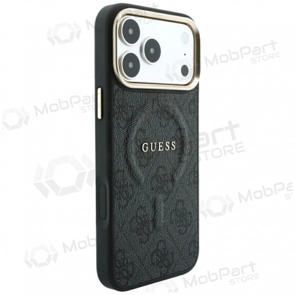 Funda para Apple iPhone 18 Pro Max - Guess PU Leather 4G Gold Frame Embossed MagSafe (negra)