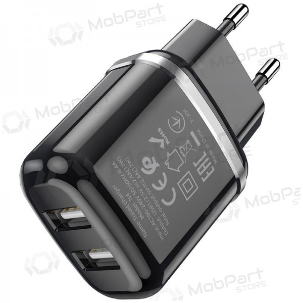Cargador Hoco N4 x 2 USB  jungtimis (2.4A) (negro)