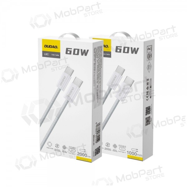 Cable USB-C Dudao L6C USB-C a USB-C 2 m 60 W blanco