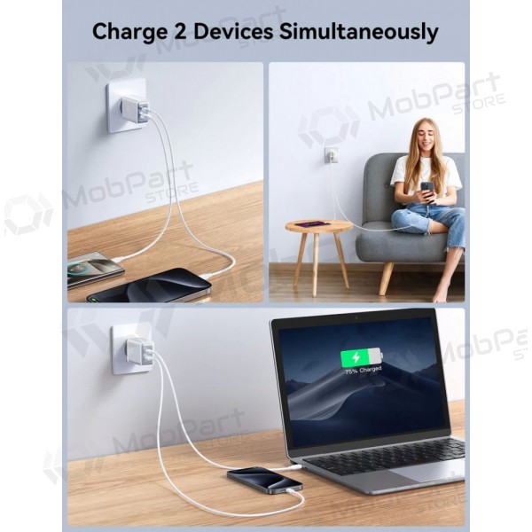 Cargador Joyroom JR-TCF15 USB-C/USB-A 30W blanco