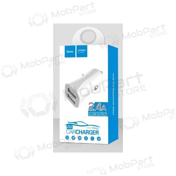 Cargador de coche HOCO Z12 Elite Dual USB (5V 2.4A) (blanco)