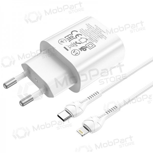 Cargador de teléfono Hoco N22 25 W USB-C con cable Lightning 1 m blanco