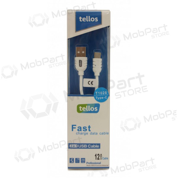 USB cable Tellos Type-C FastCharging (blanco) 1.2m