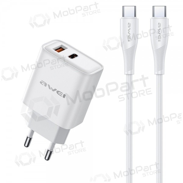 Cargador de teléfono Awei PD81C-EU 22.5 W USB-C + USB-A con cable USB-C de 1 m